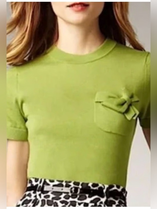 kate spade Other - Kate Spade Light Green Short-Sleeve Knit Shirt with Pocket Bow M